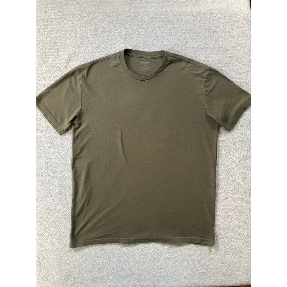 True Classic Mens Large T-Shirt Olive Green Short Sleeve Crewneck Cotton Blend